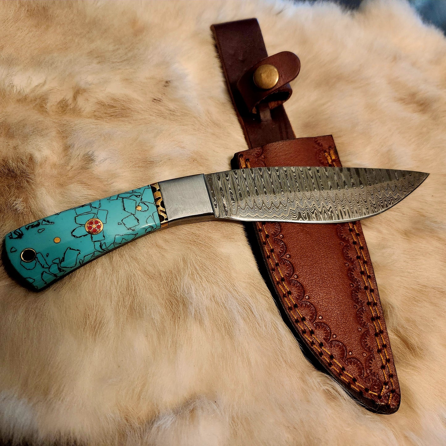 AZURE KUKRI DAMASCUS STEEL COMPACT BLADE