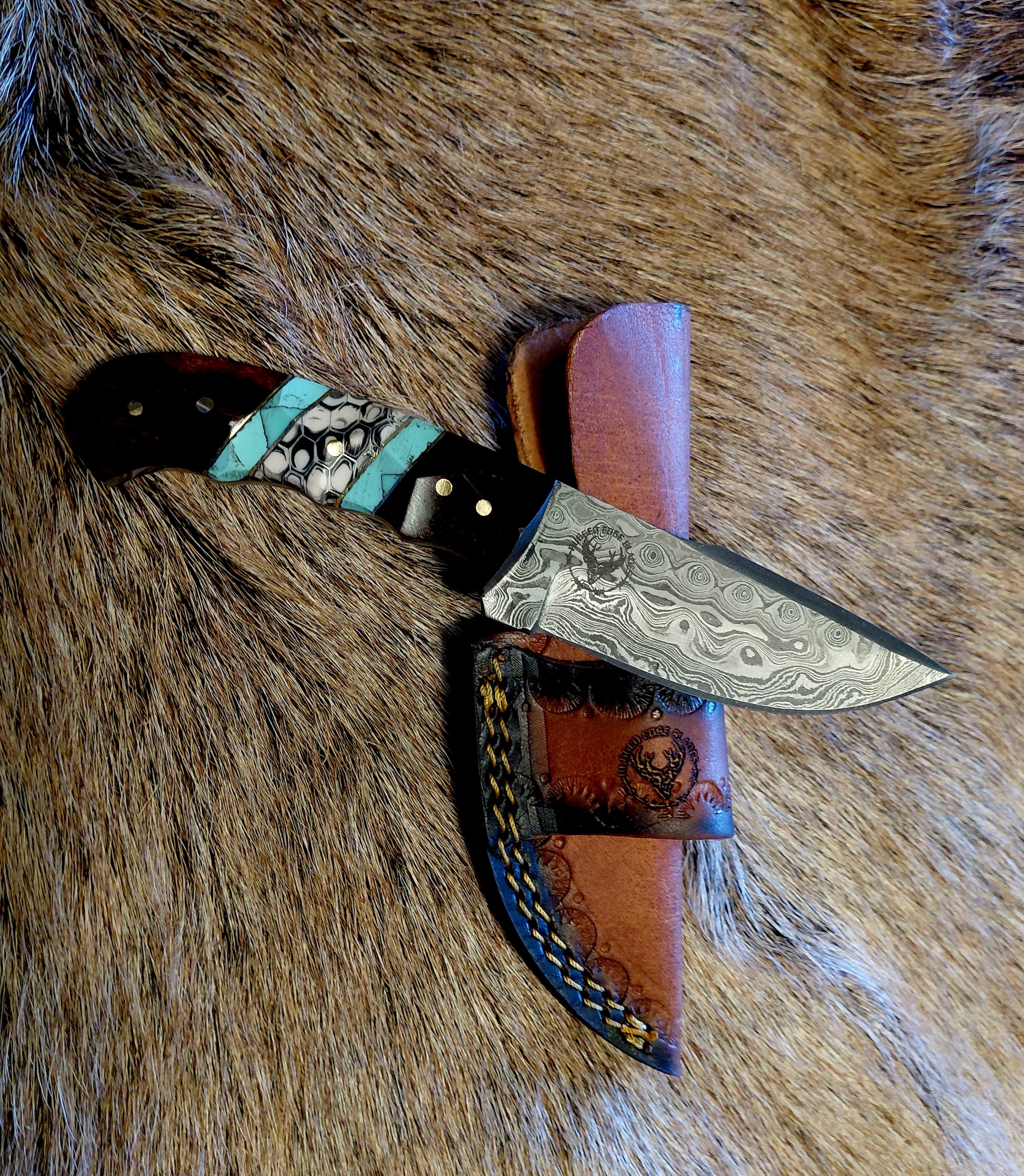 Turquoise and Rosewood Drop-Point