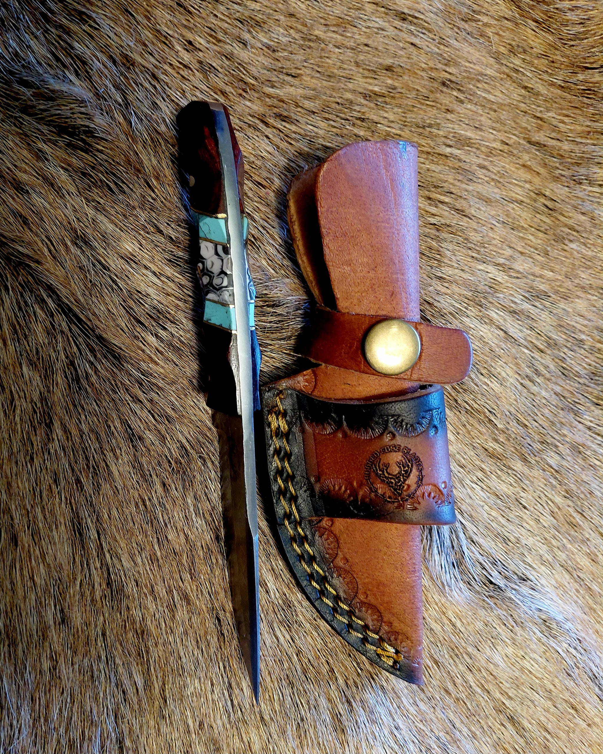 Turquoise and Rosewood Drop-Point