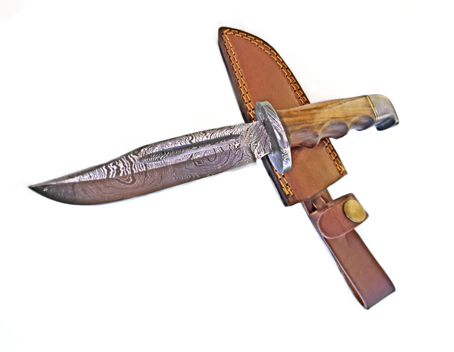 HUNTING KNIFE FULL TANG WITH DAMASCUS HILT