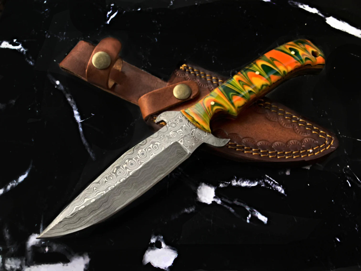 DAMASCUS KNIFE ACRYLIC HANDLE