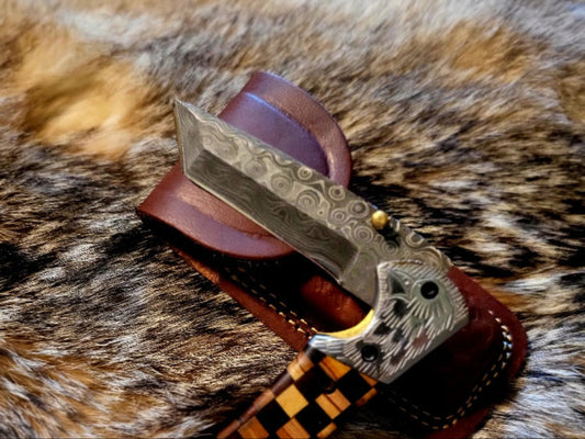 Herringbone Walnut and Olive Folding Knife