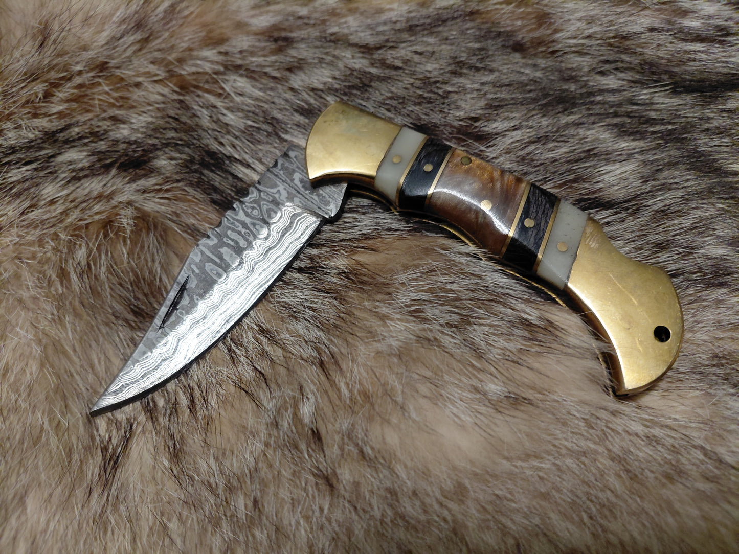 Gold and Bone Folding Knife