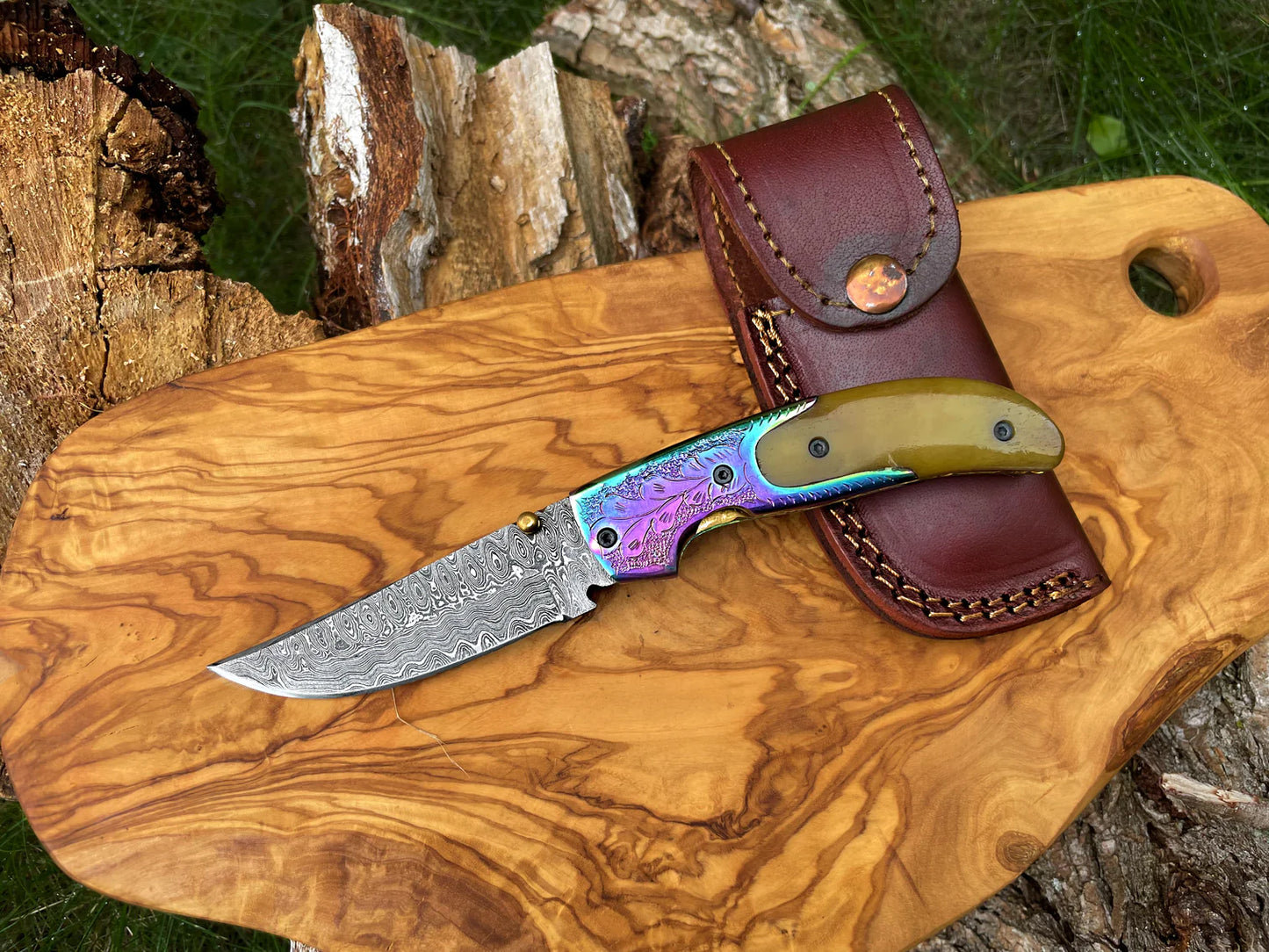 DAMASUCS POCKET KNIFE EXQUISITE CHAMELEON