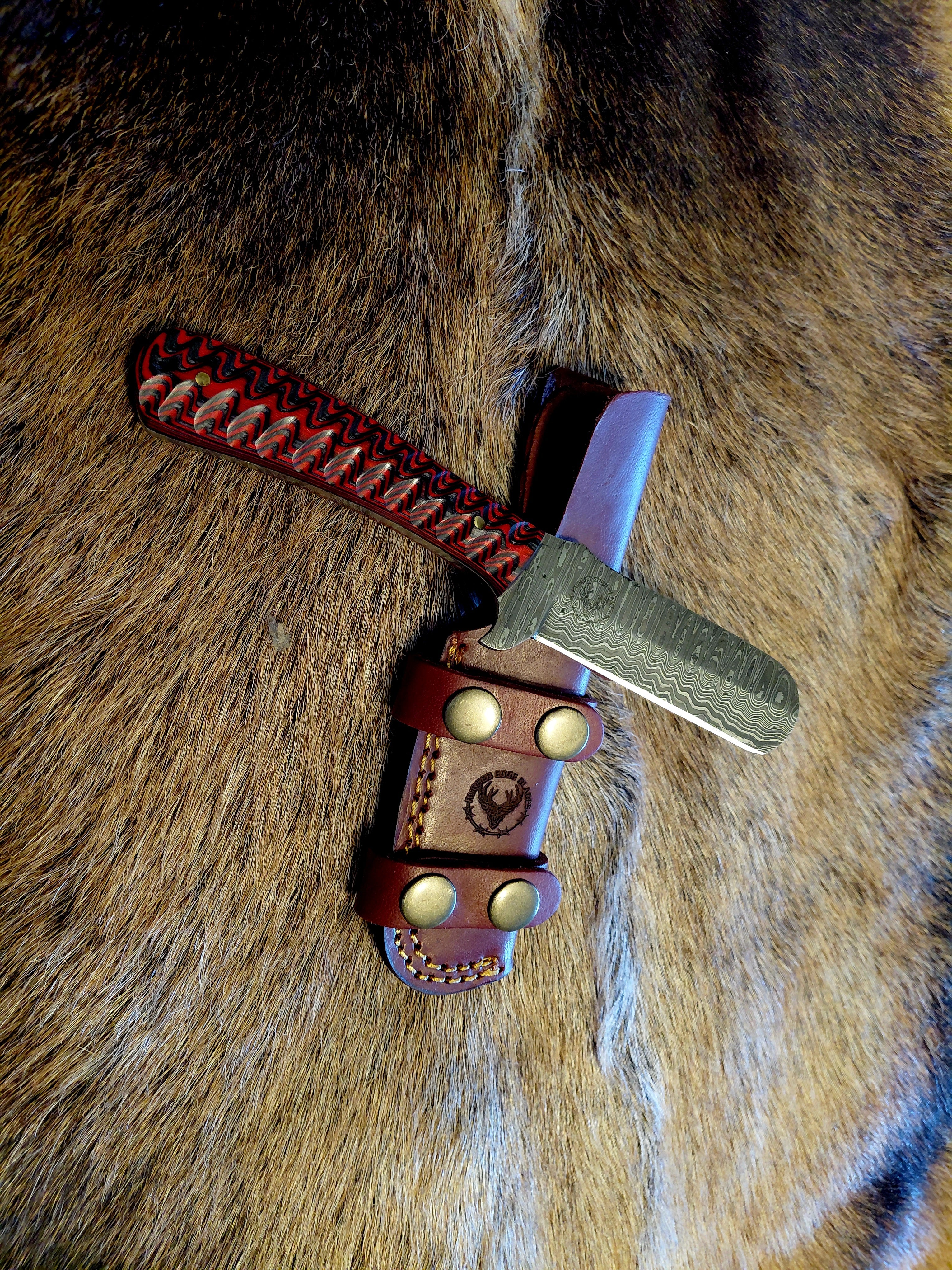 Red Carved Bull Knife