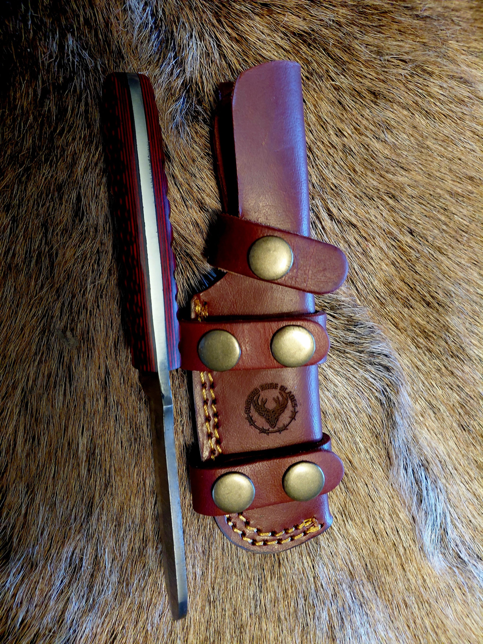Red Carved Bull Knife