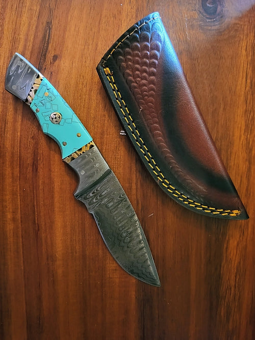 Blue and Gold Ribbon Hunting Knife