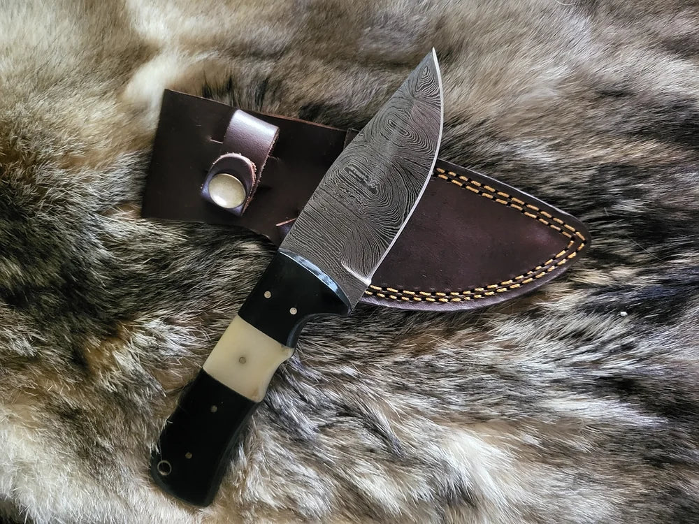 Damascus Two Toned Hunting Knife