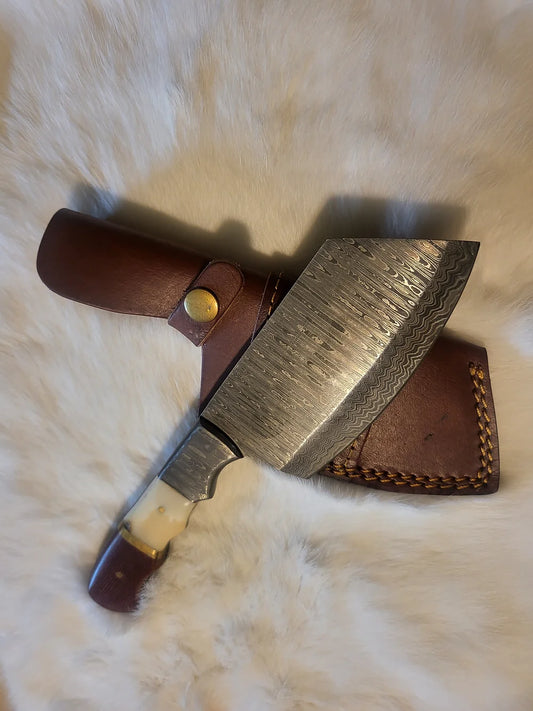 Damascus Steel Camel Bone Cleaver