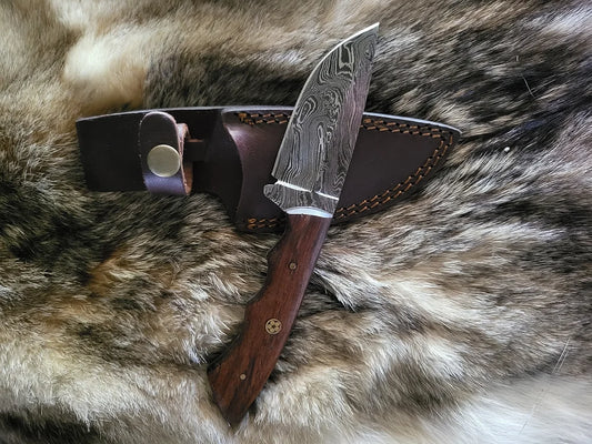 Damascus Drop-Point Hunting Knife