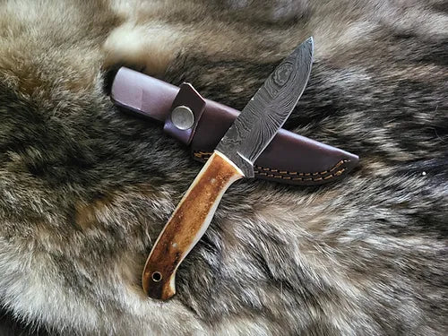 Burnt Bone Handled Hunting Knife