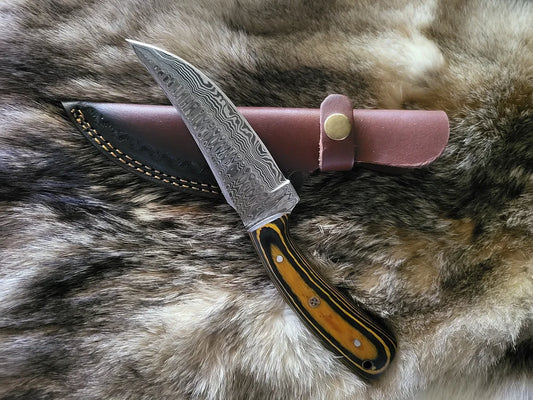 Tigers Eye Damascus Hunting Knife