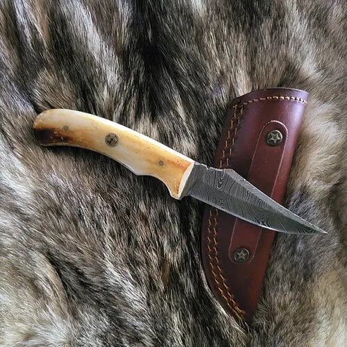 Burnt Bone Handle Skinning Knife