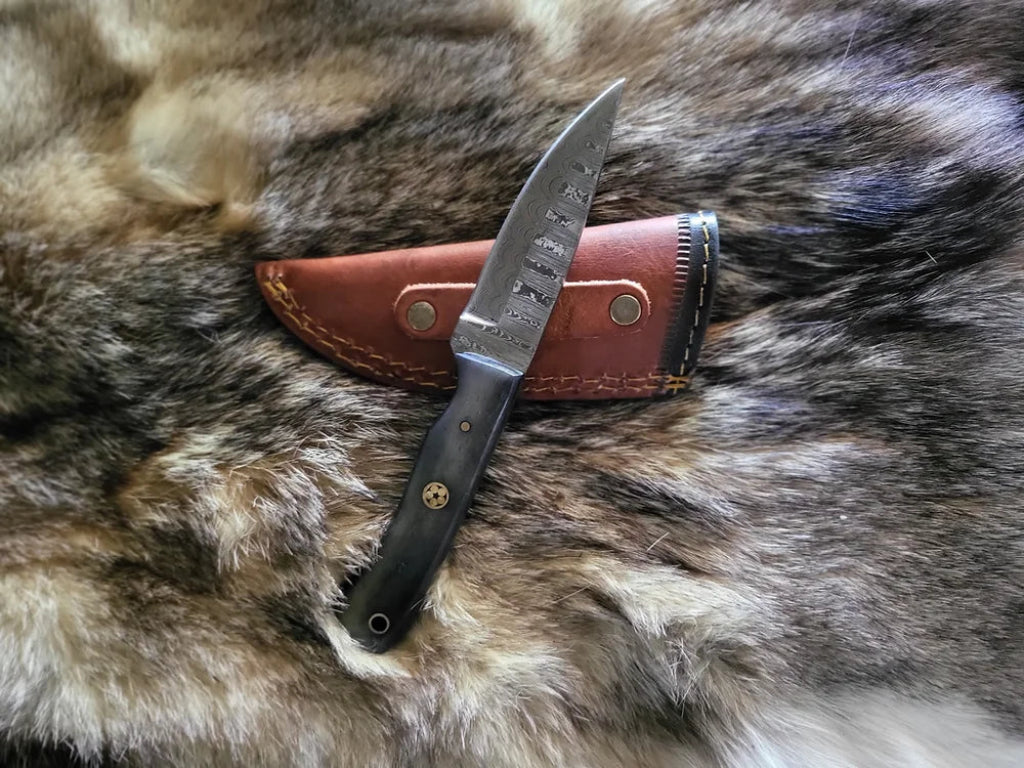 Damascus Dyed Bone Handle Hunting Knife