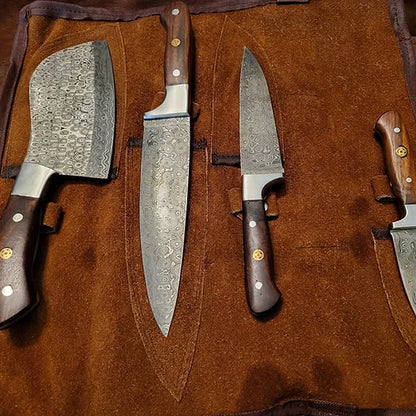 4 PC Brown Custom Chef Set