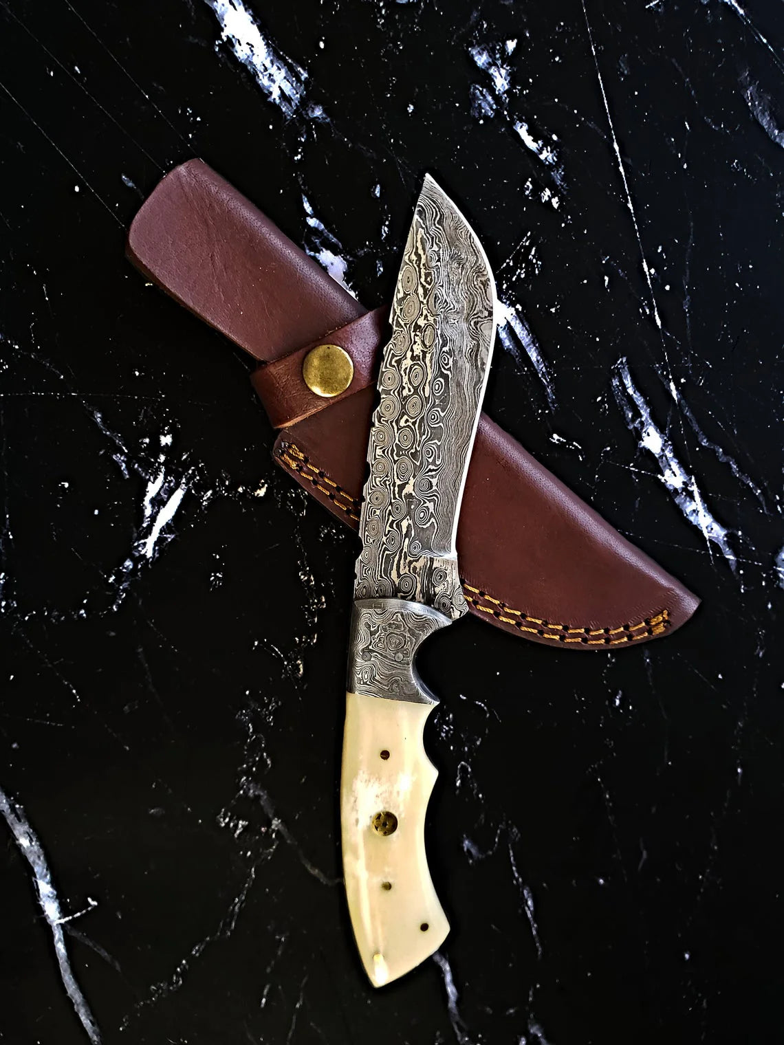 Damascus Drop Point Terrain Knife